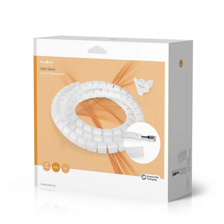 Nedis Cable Management | Spiral Sleeve | 1 pcs | Maximum cable thickness: 28 mm | PE | White