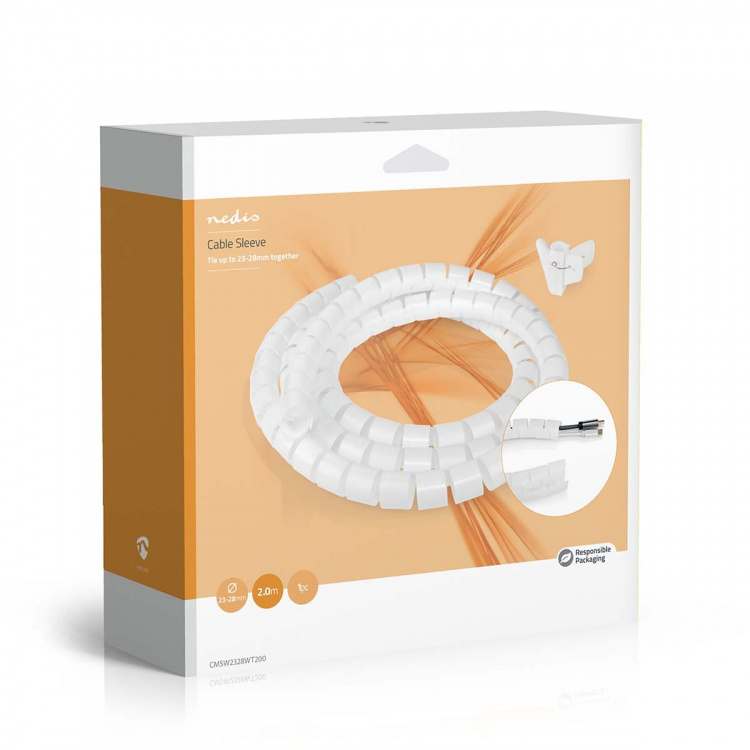Nedis Cable Management | Spiral Sleeve | 1 pcs | Maximum cable thickness: 28 mm | PE | White