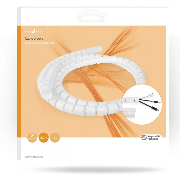Nedis Cable Management | Spiral Sleeve | 1 pcs | Maximum cable thickness: 32 mm | PE | White