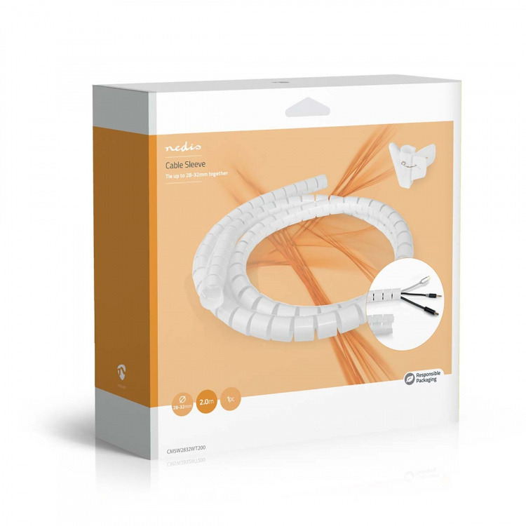 Nedis Cable Management | Spiral Sleeve | 1 pcs | Maximum cable thickness: 32 mm | PE | White
