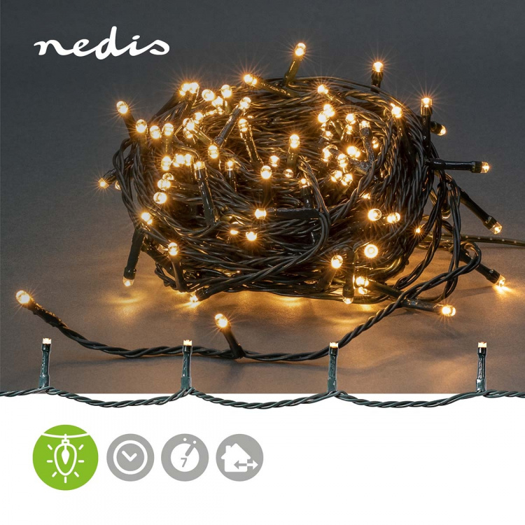 Nedis Christmas Lights | String | 120 LED\'s | Warm White | 9.00 m | Light effects: 7 | Indoor & Outdoor | Mains Powered Nedis Christmas Lights | String | 120 LED\'s | Warm White | 9.00 m | Light effects: 7 | Indoor & Outdoor | Mains Powered