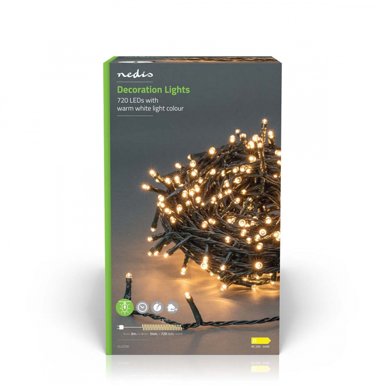 Nedis Christmas Lights | 720 LED\'s | Warm White | 54.00 m | Indoor & Outdoor | Mains Powered Nedis Christmas Lights | 720 LED\'s | Warm White | 54.00 m | Indoor & Outdoor | Mains Powered