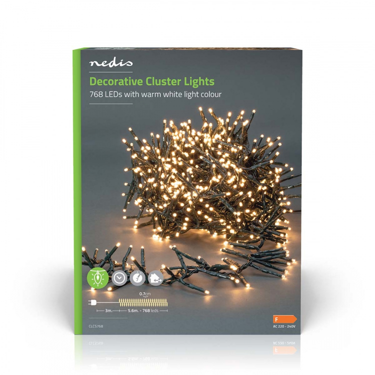 Nedis Christmas Lights | 768 LED\'s | Warm White | 5.60 m | Indoor & Outdoor | Mains Powered