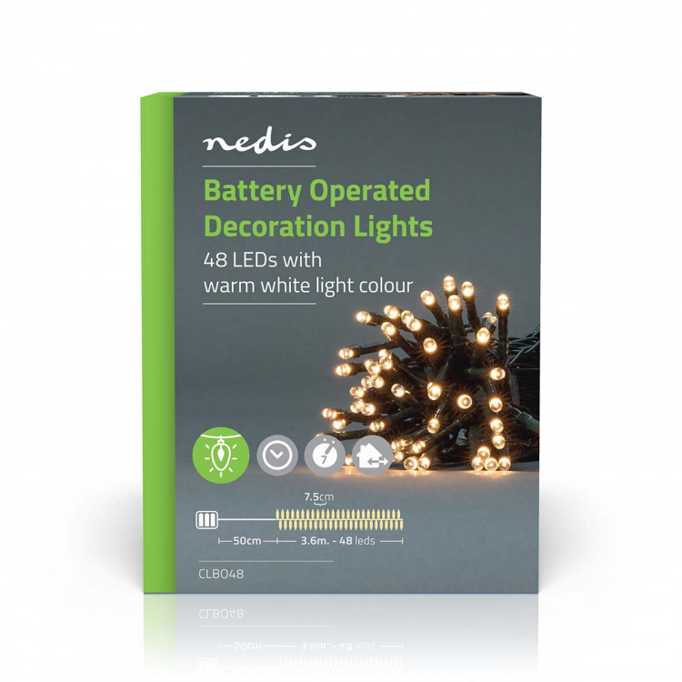 Nedis Christmas Lights | 48 LED\'s | Warm White | 3.60 m | Indoor & Outdoor | Battery Powered