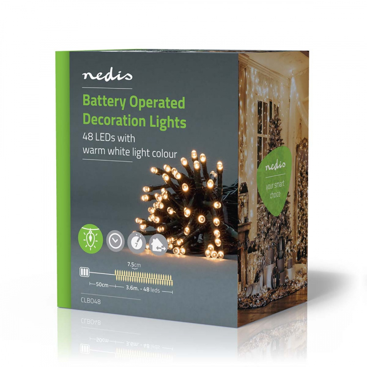 Nedis Christmas Lights | 48 LED\'s | Warm White | 3.60 m | Indoor & Outdoor | Battery Powered