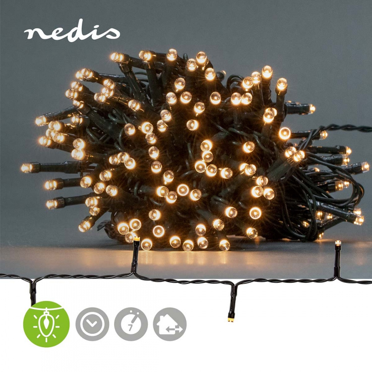 Nedis Christmas Lights | 192 LED\'s | Warm White | 14.40 m | Indoor & Outdoor | Battery Powered