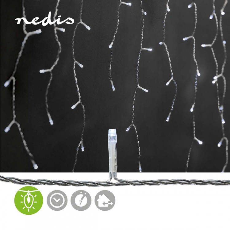 Nedis Decorative Icicle Lights | 180 LED\'s | Cool White | 5.90 m | Mains Powered