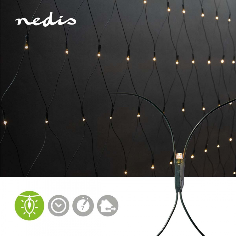 Nedis Decorative Net Lights | Warm White | 160 LED\'s | 2 x 1 m | Indoor & Outdoor | Mains Powered Nedis Decorative Net Lights | Warm White | 160 LED\'s | 2 x 1 m | Indoor & Outdoor | Mains Powered