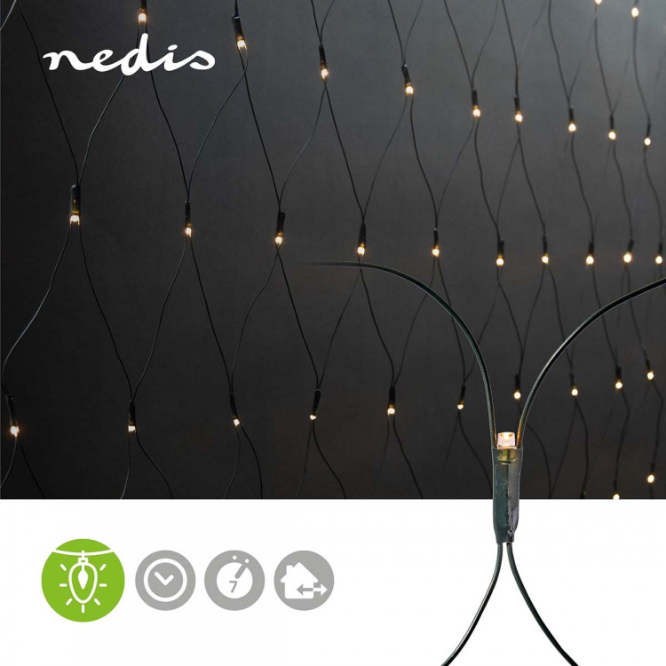 Nedis Decorative Net Lights | Warm White | 320 LED\'s | 3 x 1.5 m | Indoor & Outdoor | Mains Powered