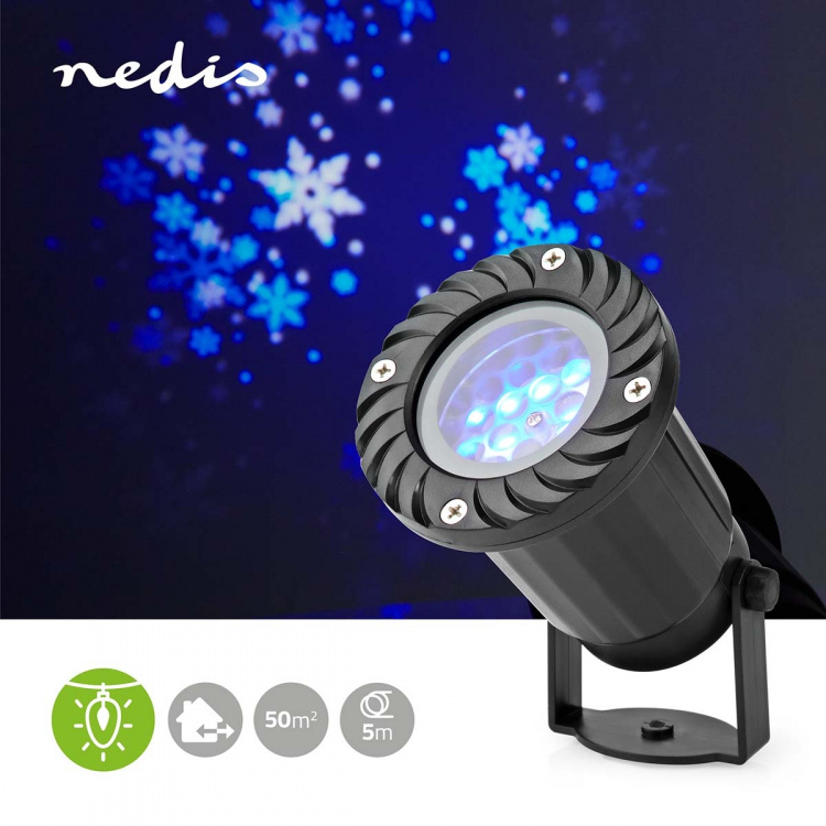 Nedis Decorative Light | LED snowflake projector | White and blue ice crystals | Indoor & Outdoor