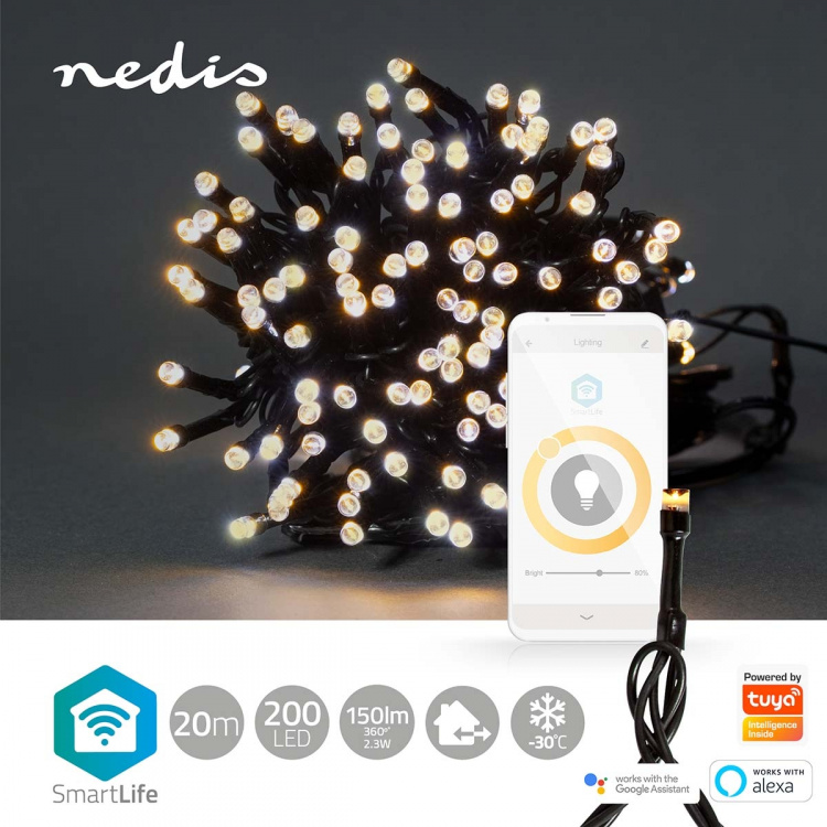Nedis Smart Christmas lights | Wi-Fi | Warm White | 200 LED\'s | 20.0 m | Android™ / IOS
