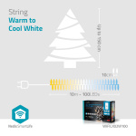 Nedis Smart Christmas lights | Wi-Fi | Warm to Cool White | 100 LED\'s | 10.0 m | Android™ / IOS Nedis Smart Christmas lights | Wi-Fi | Warm to Cool White | 100 LED\'s | 10.0 m | Android™ / IOS
