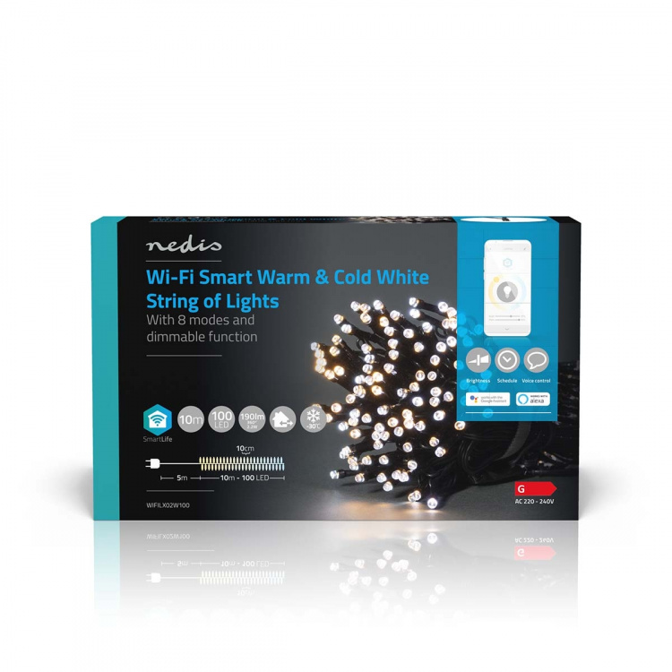 Nedis Smart Christmas lights | Wi-Fi | Warm to Cool White | 100 LED\'s | 10.0 m | Android™ / IOS Nedis Smart Christmas lights | Wi-Fi | Warm to Cool White | 100 LED\'s | 10.0 m | Android™ / IOS
