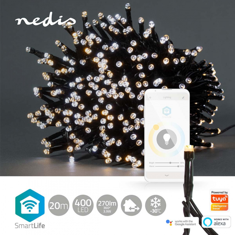 Nedis Smart Christmas lights | Wi-Fi | Warm to Cool White | 400 LED\'s | 20.0 m | Android™ / IOS