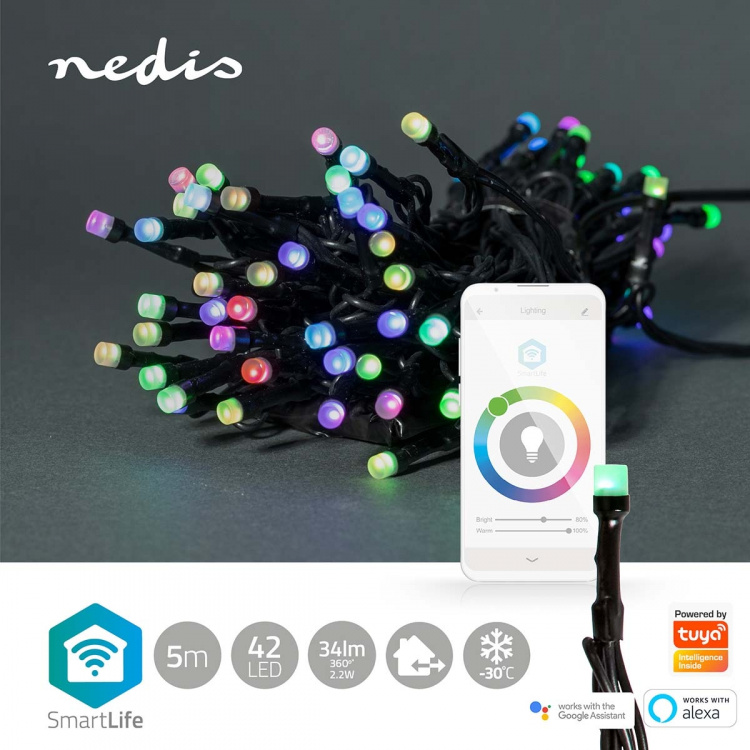 Nedis Smart Christmas lights | Wi-Fi | RGB | 42 LED\'s | 5.00 m | Android™ / IOS