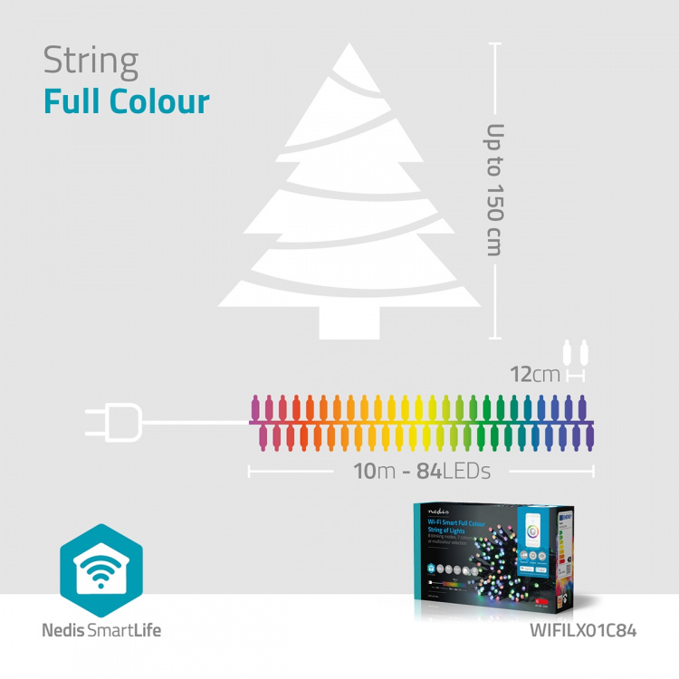 Nedis Smart Christmas lights | Wi-Fi | RGB | 84 LED\'s | 10.0 m | Android™ / IOS
