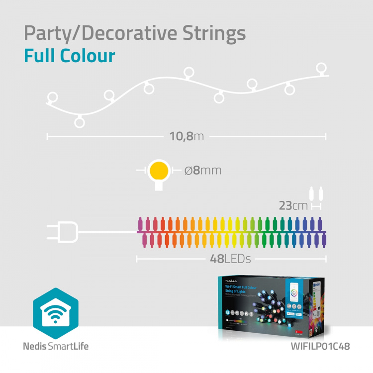 Nedis Smart Christmas lights | Wi-Fi | RGB | 48 LED\'s | 10.80 m | Android™ / IOS