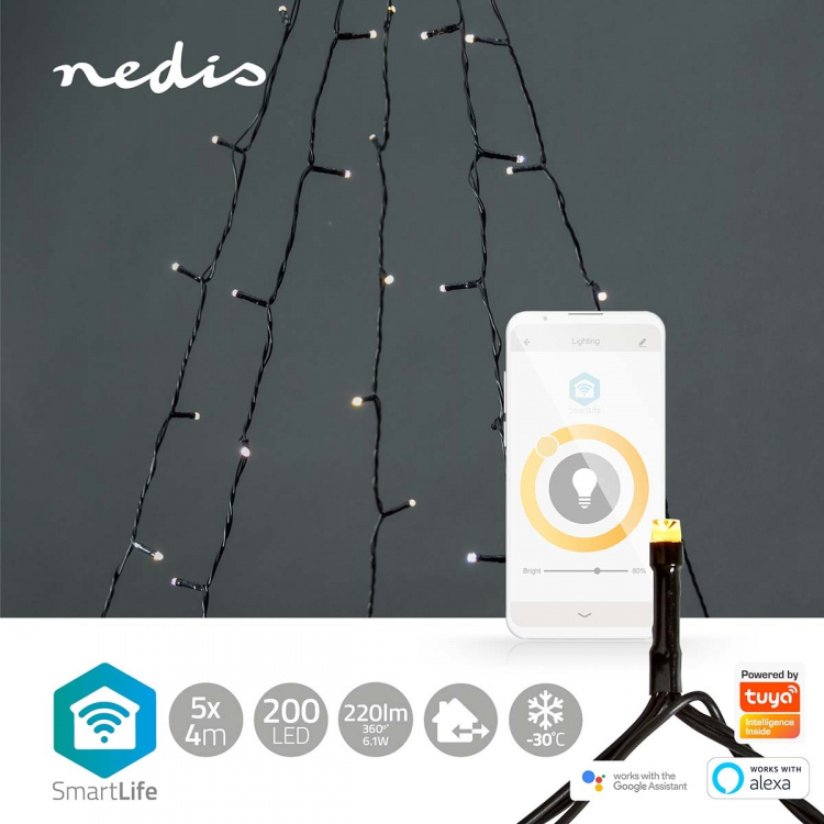 Nedis Smart Christmas lights | Wi-Fi | Warm White | 200 LED\'s | 20.0 m | 5 x 4 m | Android™ / IOS Nedis Smart Christmas lights | Wi-Fi | Warm White | 200 LED\'s | 20.0 m | 5 x 4 m | Android™ / IOS
