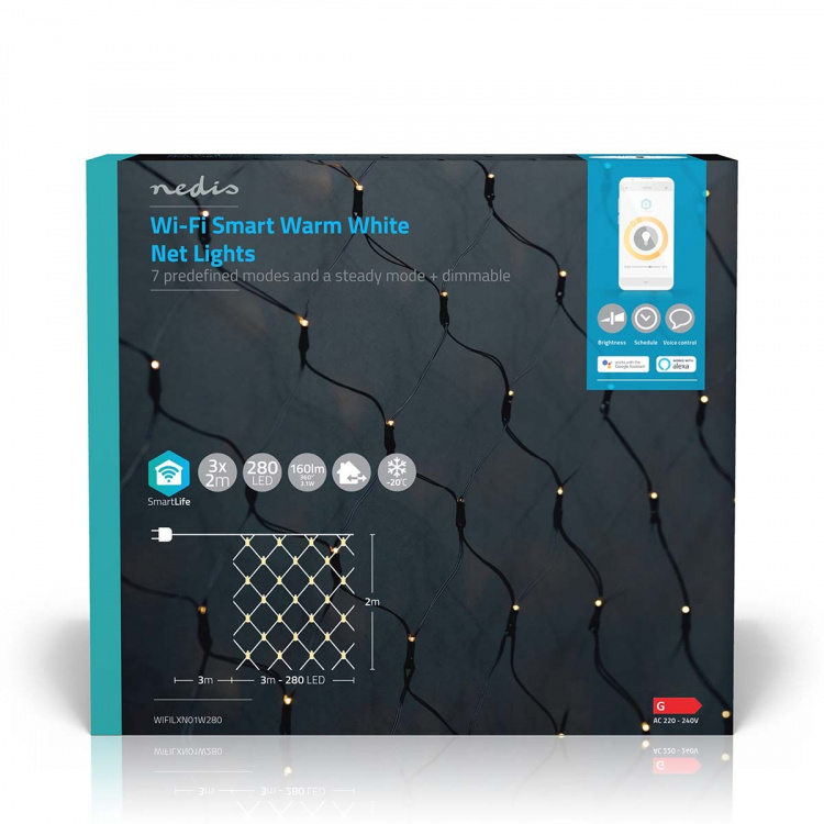Nedis Smart Christmas lights | Wi-Fi | Warm White | 280 LED\'s | 3.00 m | 3 x 2 m | Android™ / IOS Nedis Smart Christmas lights | Wi-Fi | Warm White | 280 LED\'s | 3.00 m | 3 x 2 m | Android™ / IOS