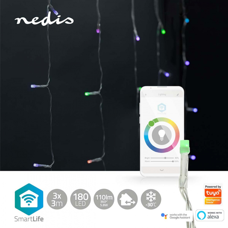 Nedis Smart Christmas lights | Wi-Fi | RGB | 180 LED\'s | 3 m | Android™ / IOS