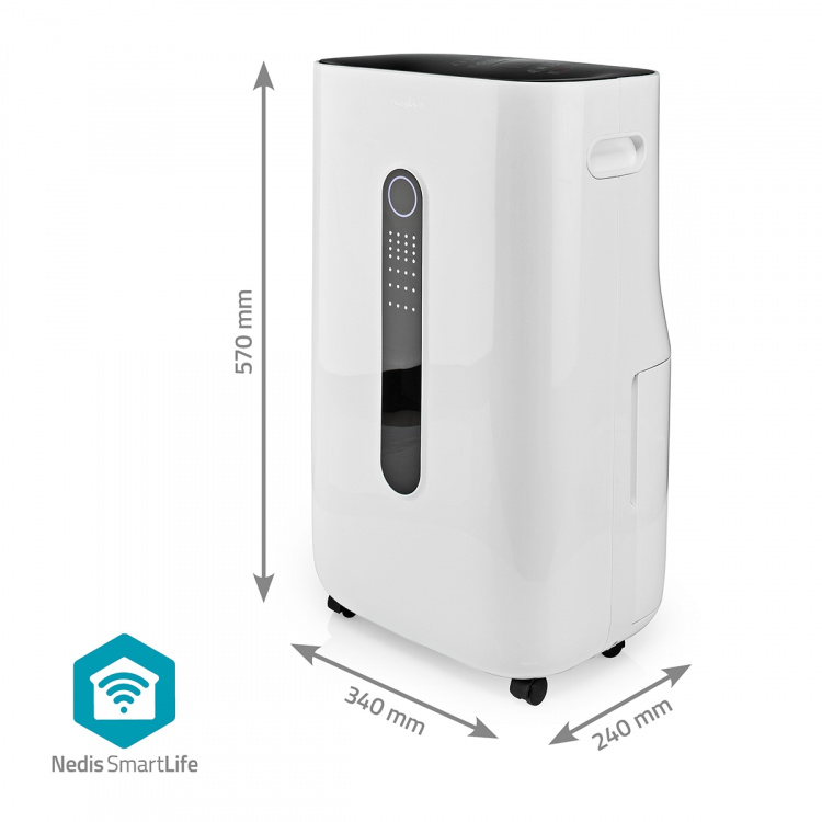 Nedis SmartLife Dehumidifier | Wi-Fi | Dehumidification / Continuous / Max+ / Dry laundry / Ventilation | Android™ / IOS | 195 m³/h