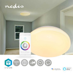 Nedis SmartLife Ceiling Light | Wi-Fi | RGB / Warm to Cool White | Round | Diameter: 260 mm | 1820 lm | 3000 - 6500 K | IP20 | Energy class: F | Android™ / IOS