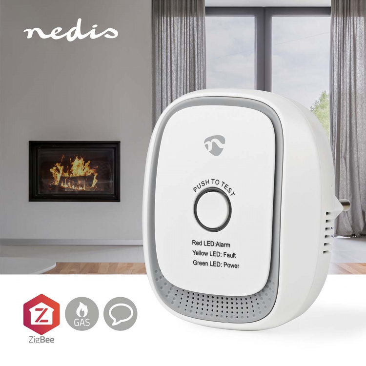Nedis SmartLife Gas Detector | Zigbee 3.0 | Mains Powered | Sensor life cycle: 5 year | EN 50194-1:2009 | Android™ / IOS | With test button | 75 dB | White Nedis SmartLife Gas Detector | Zigbee 3.0 | Mains Powered | Sensor life cycle: 5 year | EN 50194-1:2009 | Android™ / IOS | With test button | 75 dB | White