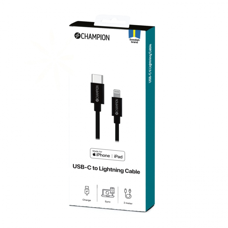 Champion Ladd&Synk kabel USB-C till Lig Champion Ladd&Synk kabel USB-C till Lig
