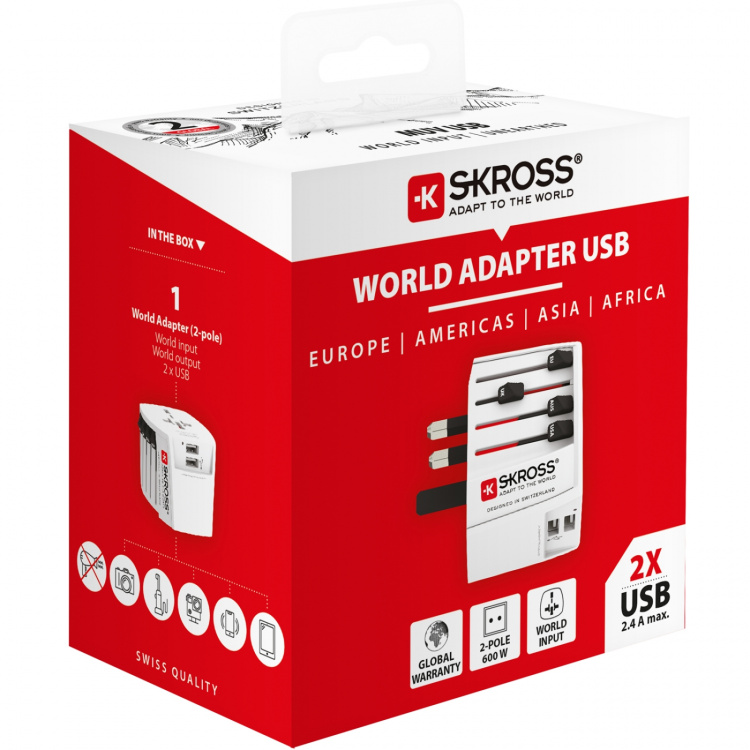 SKROSS World Adapter MUV 2xUSB (2,4A) Vit