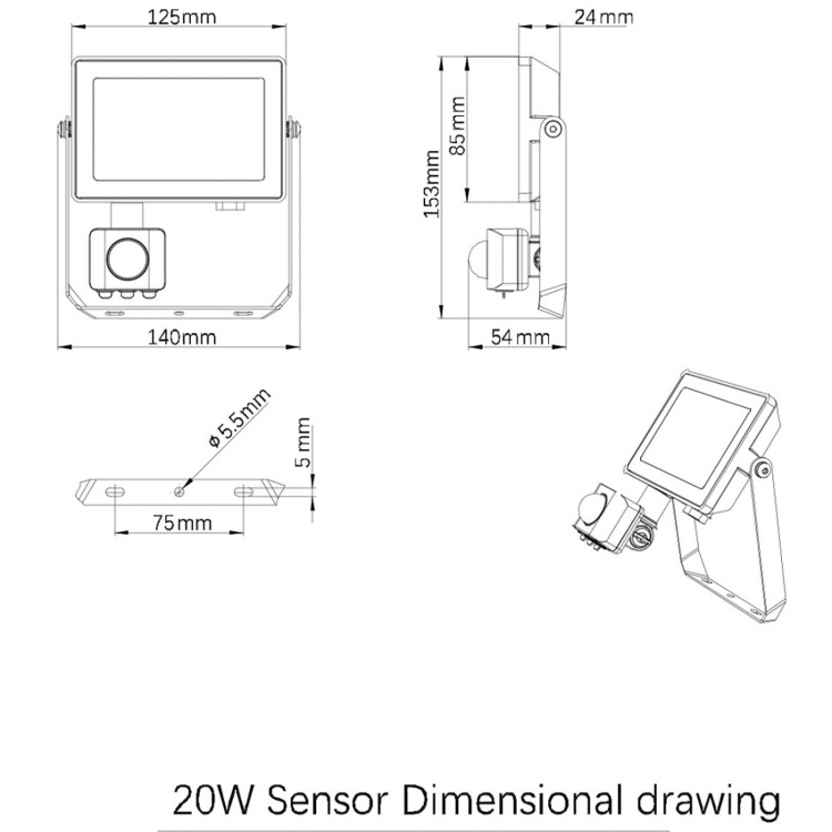 Philips ProjectLine Strålkastare 20W 1800lm Sensor Philips ProjectLine Strålkastare 20W 1800lm Sensor