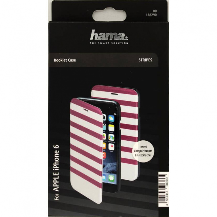 Hama Mobilewallet DesignLine iPhone6/6S Stripe Pink/white