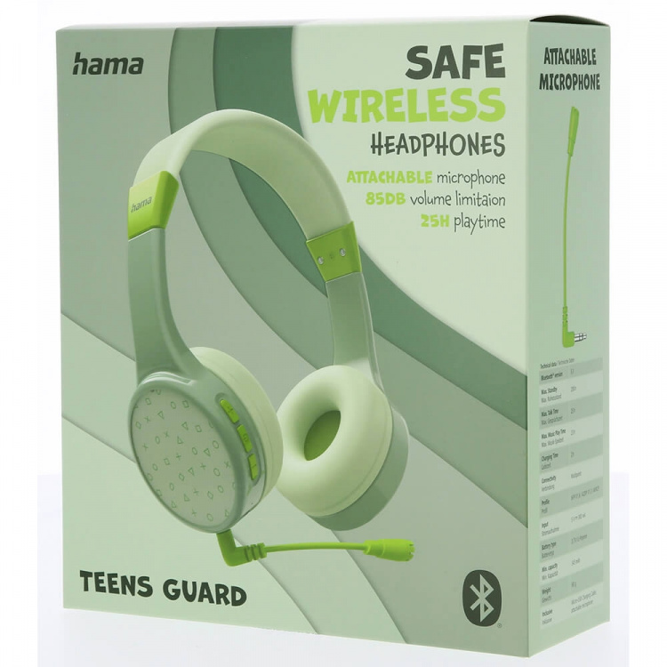 Hama Headphone Teens Guard On-Ear Wireless 85dB Green