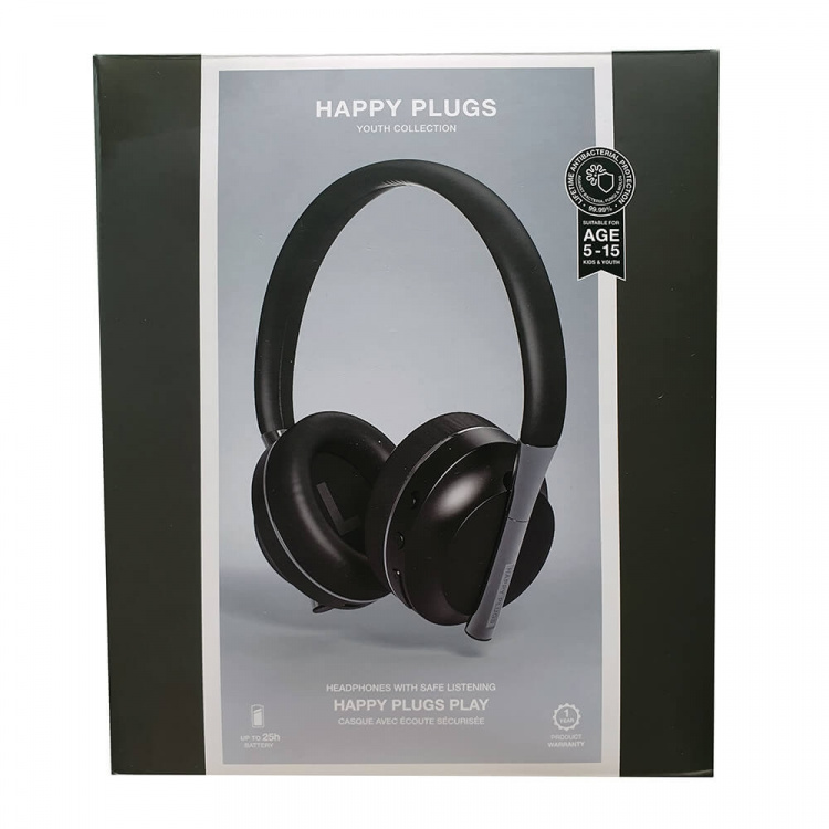 Happy Plugs Play Headphone Over-Ear 85dB Wireless Black Happy Plugs Play Headphone Over-Ear 85dB Wireless Black