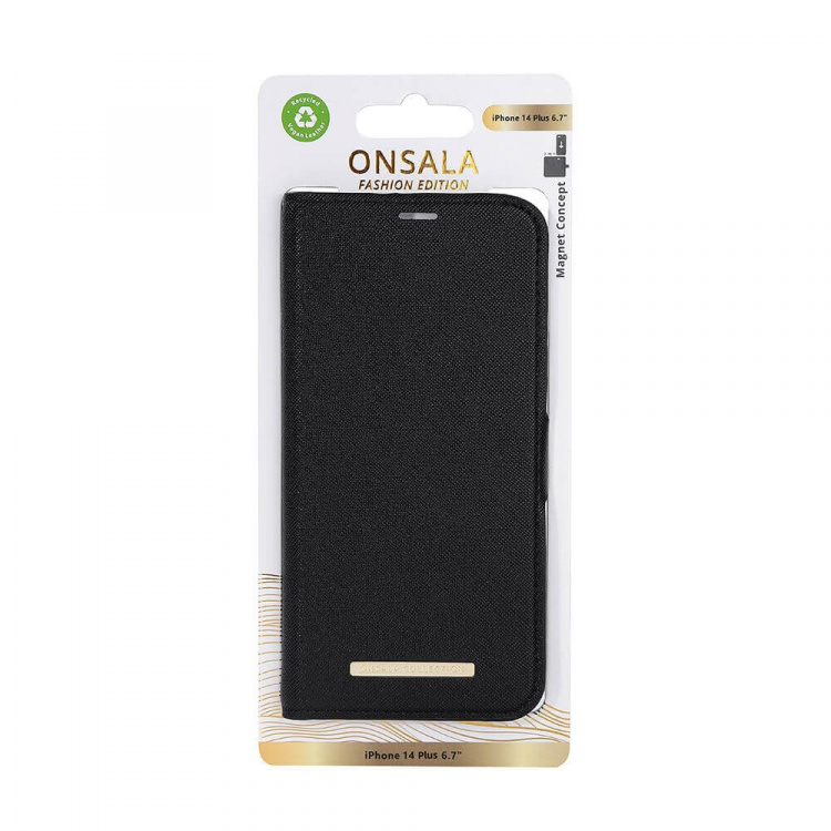 Onsala Wallet Case Eco Midnight Black - iPhone 14 Plus