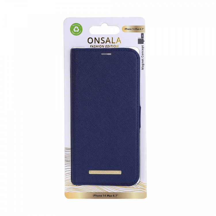 Onsala Wallet Case Eco Navy Blue - iPhone 14 Plus