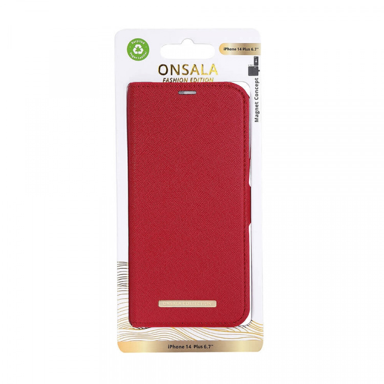Onsala Wallet Case Eco Red - iPhone 14 Plus