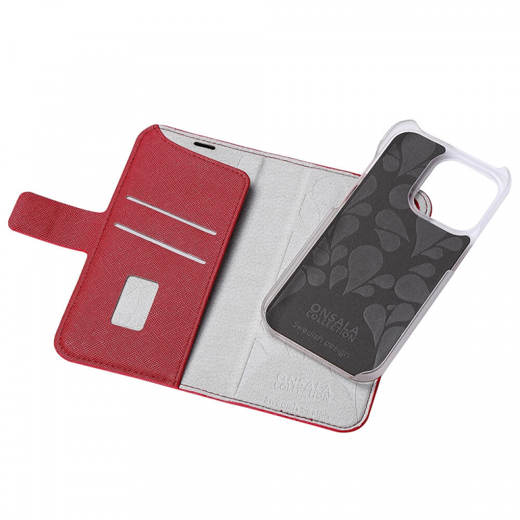 Onsala Wallet Case Red - iPhone 14 Pro