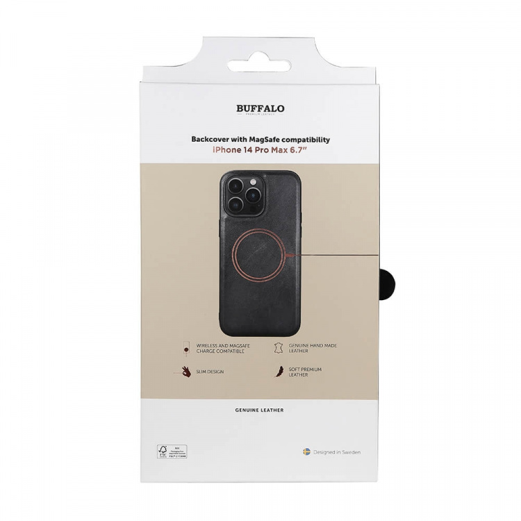 Buffalo Phone Case Leather MagSeries Black - iPhone 14 Pro Max