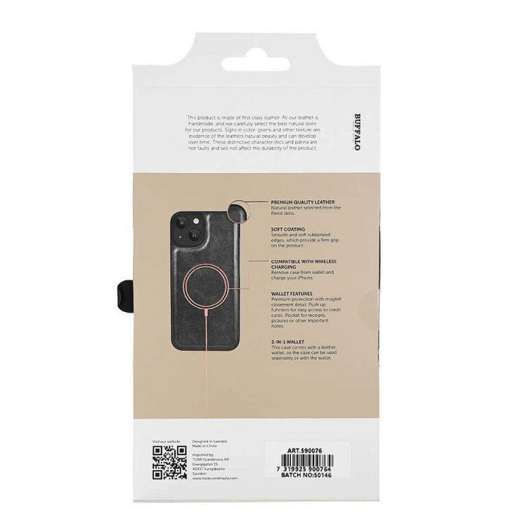 Buffalo Wallet Case Black - iPhone 13/14/15