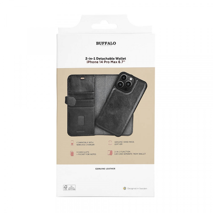 Buffalo Wallet Case 2-in-1 Black - iPhone 14 Pro Max Buffalo Wallet Case 2-in-1 Black - iPhone 14 Pro Max