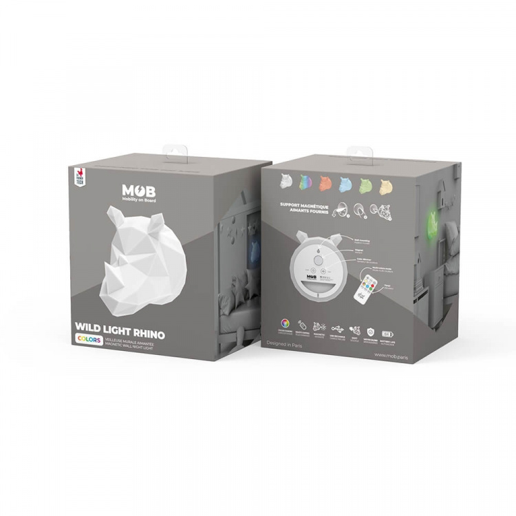 Mobility On Board Wall Nightlight Wild Light Rhino Multicolor