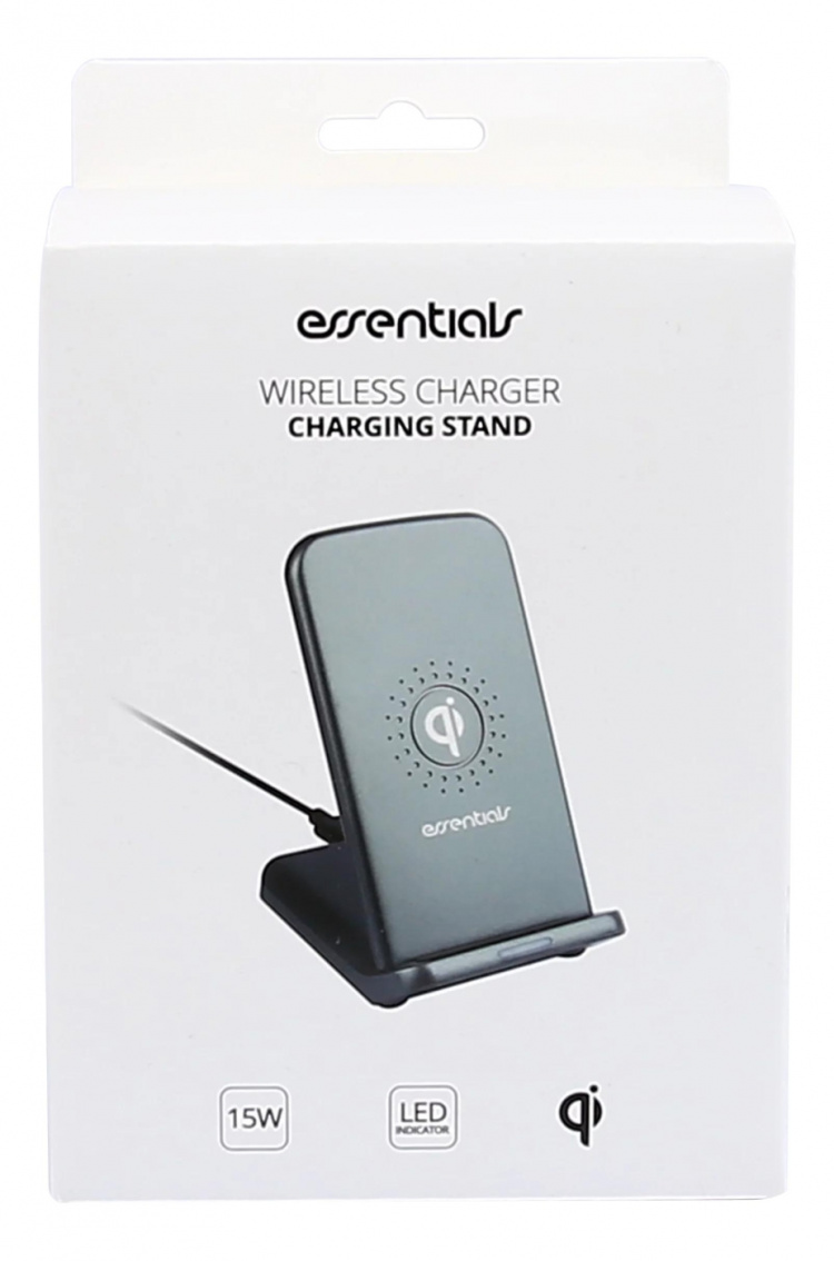 Essentials Qi Wireless charging stand 15W, USB-C cable 1m