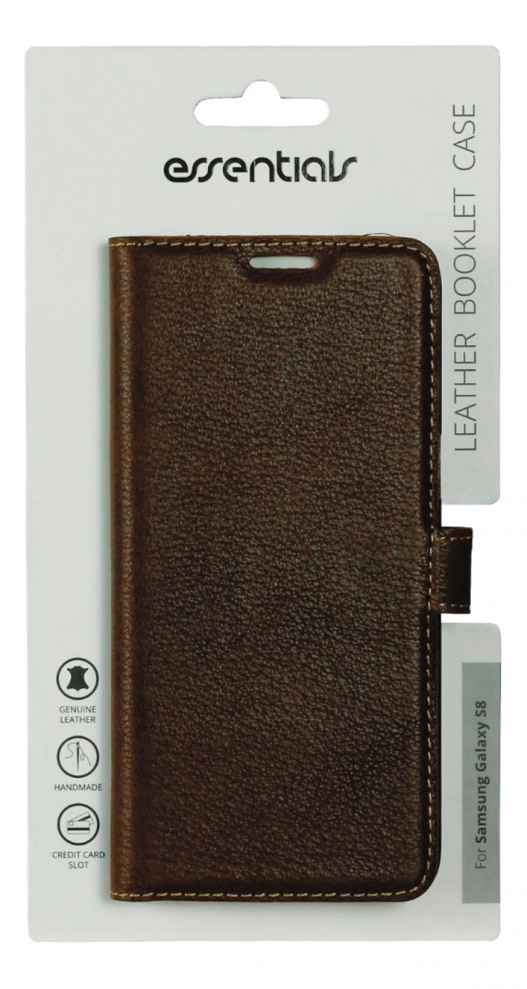 Essentials Galaxy S8 Leather Wallet 3 Cards Brown