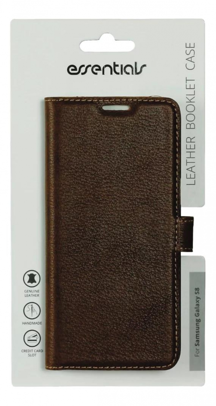 Essentials Galaxy S8 Leather Wallet 3 Cards Brown