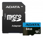 ADATA 64GB MicroSDXC card with SD Adapter, UHS-I, Class 10, A1, blue ADATA 64GB MicroSDXC card with SD Adapter, UHS-I, Class 10, A1, blue
