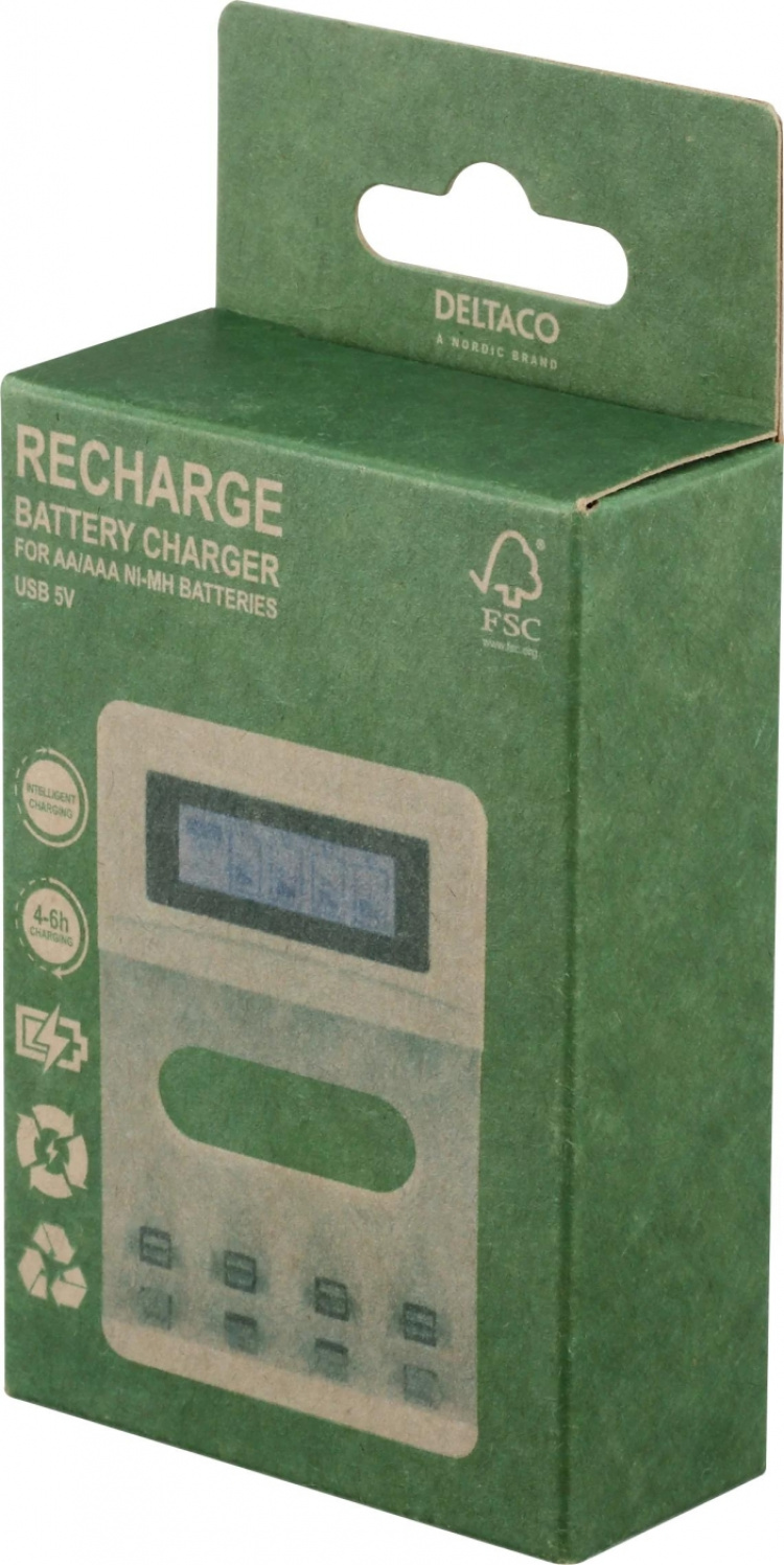 DELTACO Ultimate Ni-Mh USB charger for AA/AAA batteries