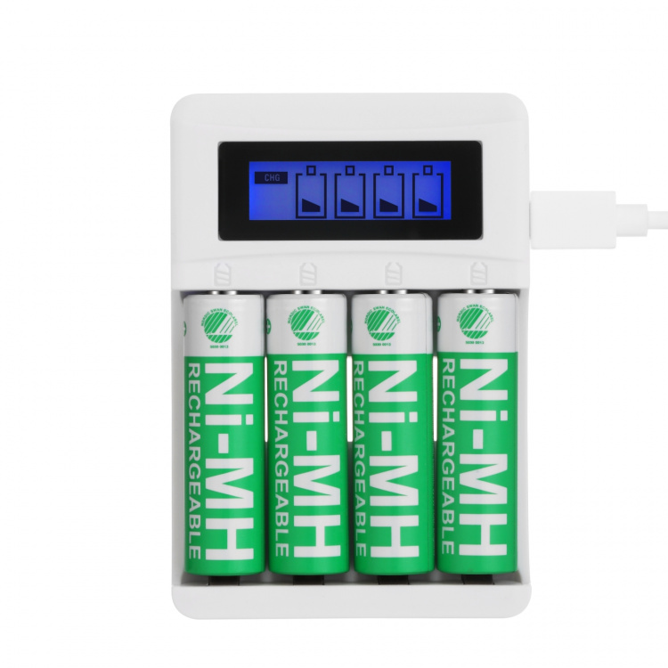 DELTACO Ultimate Ni-Mh USB charger with 4 x AA batteries