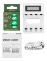DELTACO Ultimate Ni-Mh USB charger with 4 x AA batteries