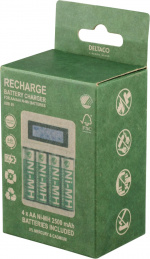 DELTACO Ultimate Ni-Mh USB charger with 4 x AA batteries