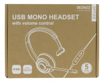DELTACO Office USB mono headset, volume control, noise reducing mic